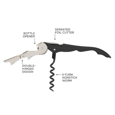 Truetap&#8482;: Double-Hinged Corkscrew in Matte Black with Red Wo Image 1