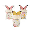 Truly Fairy Floral Disposable Paper Cups with Butterfly Toppers - 12 Ct. Image 1