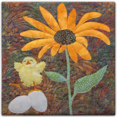 Truly McKenna  All Cooped Up, ACU04 Hello World 8"x8 Fabric Art Print Panel Image 1