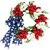 Tulip Floral Patriotic Wreath with Bow - 24" - Red  White and Blue Image 1