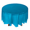 Turquoise Round Plastic Tablecloth Image 1