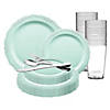 Turquoise Vintage Round Disposable Plastic Dinnerware Value Set (120 Settings) Image 1