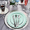 Turquoise Vintage Round Disposable Plastic Dinnerware Value Set (120 Settings) Image 4