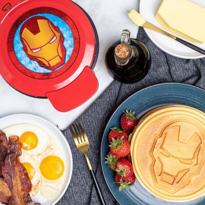 Uncanny Brands Marvel Iron Man Waffle Maker -Shellhead's Helmet on Your Waffles- Waffle Iron Image 1