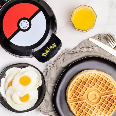 Uncanny Brands Pokemon Pikachu Waffle Maker - Make Bounty Pokeball Waffles - Kitchen Appliance Image 1
