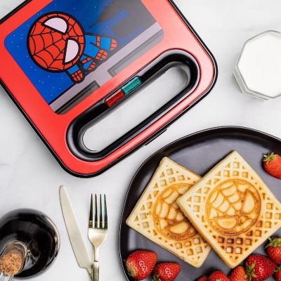 Uncanny Brands Spider-Man Waffle Maker - Chibi Spidey Waffles - Marvel Kitchen Appliance Image 1
