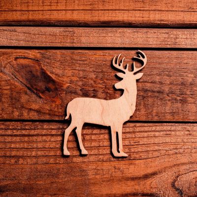 Unfinished Wood Co 5 inch Laser Deer Silhouette 4pc Image 1