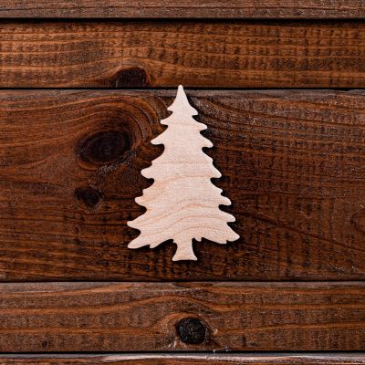 Unfinished Wood Co 5 inch Laser Fir Tree 4pc Image 1