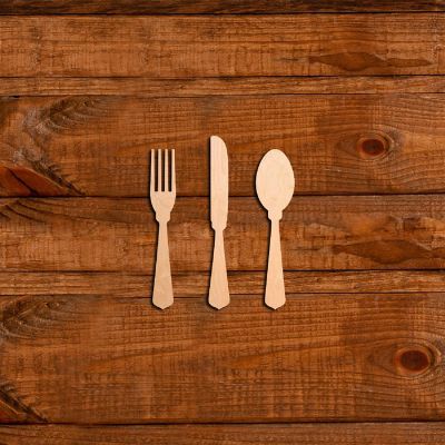 Unfinished Wood Co 6 inch LASER SILVERWARE 4PC Image 1