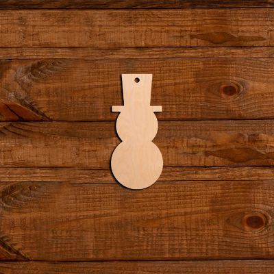 Unfinished Wood Co 6 inch Laser Snowman Tag 4pc Image 1