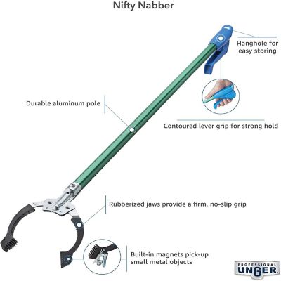 Unger Professional Nifty Nabber Reacher Grabber Tool and Trash Picker, 36-inch Image 1
