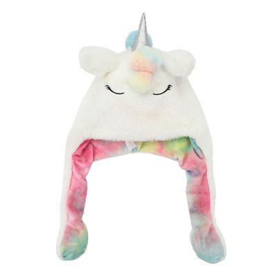 Unicorn Face Youth White Hat With Moveable 3D Horns Image 1