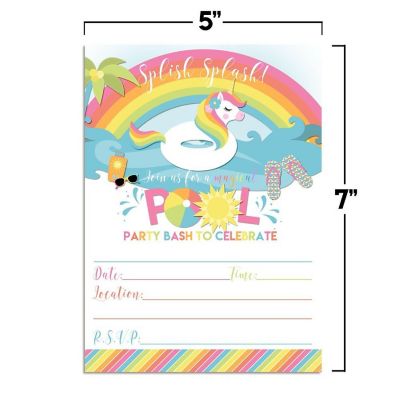 Unicorn Pool Float Invitations 40pcs. by AmandaCreation Image 2