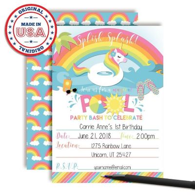 Unicorn Pool Float Invitations 40pcs. by AmandaCreation Image 3