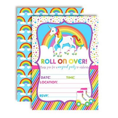 Unicorn Rainbow Roller Skating Invitations 40pcs. by AmandaCreation Image 1