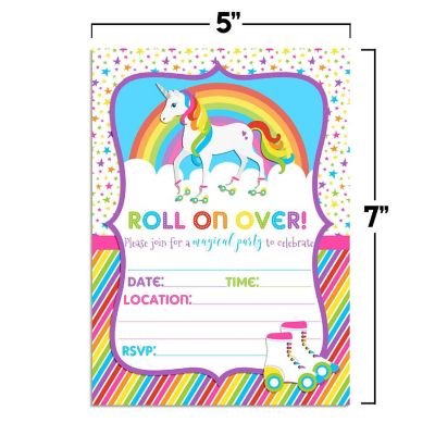 Unicorn Rainbow Roller Skating Invitations 40pcs. by AmandaCreation Image 1