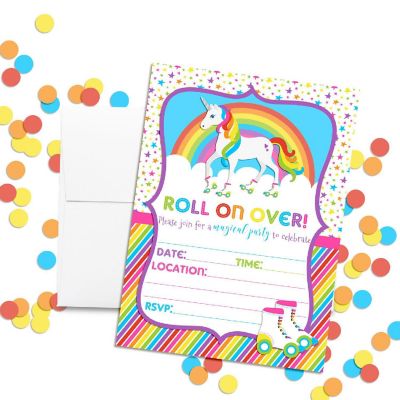 Unicorn Rainbow Roller Skating Invitations 40pcs. by AmandaCreation Image 2