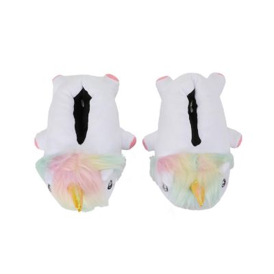 Unicorn Youth White Plush Slippers-Medium Image 1