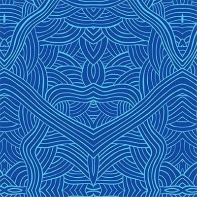 Untitled Blue by Nambooka Cotton Fabric Sold by the Yard by M S Textiles Image 1