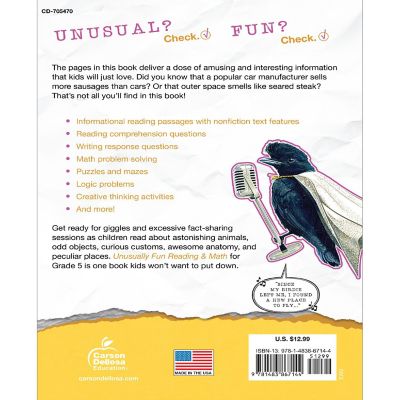 Unusually Fun Reading &amp; Math Workbook, Grade 5 Image 1