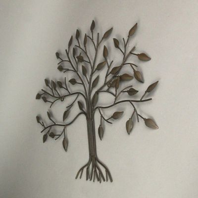 Upper Deck,  Rustic Brown Metal Tree Indoor Outdoor Wall Sculpture 19.5 Inches Long Image 3