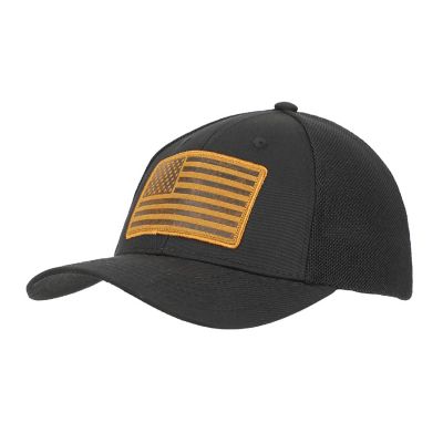 USA American Flag Patch 6-Panel Black Pre-Curved Snapback Hat Image 1