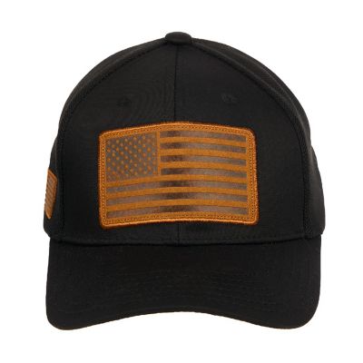USA American Flag Patch 6-Panel Black Pre-Curved Snapback Hat Image 1