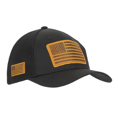USA American Flag Patch 6-Panel Black Pre-Curved Snapback Hat Image 2