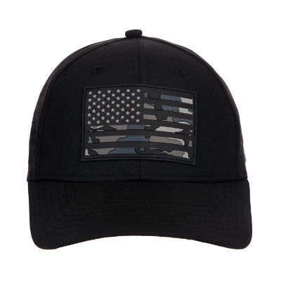 USA American Flag Patch 6-Panel Black Pre-Curved Snapback Hat Image 1
