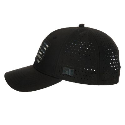 USA American Flag Patch 6-Panel Black Pre-Curved Snapback Hat Image 1