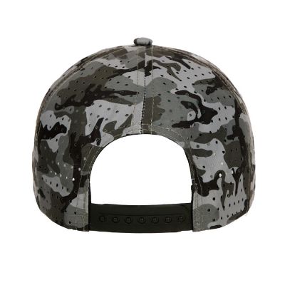 USA American Flag Patch 6-Panel Gray Camo Pre-Curved Snapback Hat Image 2