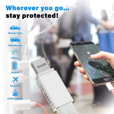 USB Data Blocker Adapter - Hacker Safe, Enhanced Data Protection - Slim Profile - 2 Pack, White Image 3