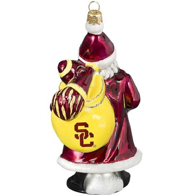 USC Trojans Santa with Football Polish Glass Christmas Ornament Decoration New Image 1