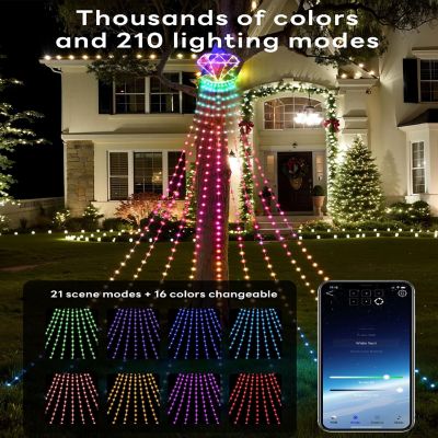 Valentine&#8217;s Diamond Topper Waterfall Outdoor String Lights Image 1
