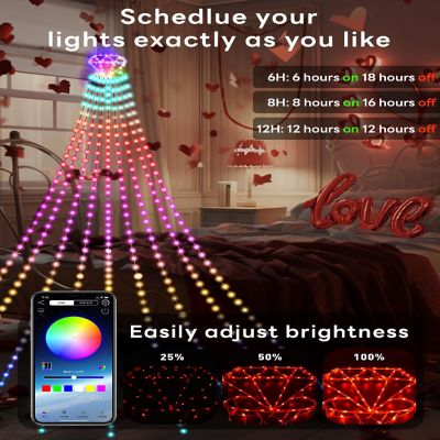 Valentine&#8217;s Diamond Topper Waterfall Outdoor String Lights Image 2