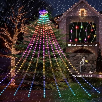 Valentine&#8217;s Diamond Topper Waterfall Outdoor String Lights Image 3