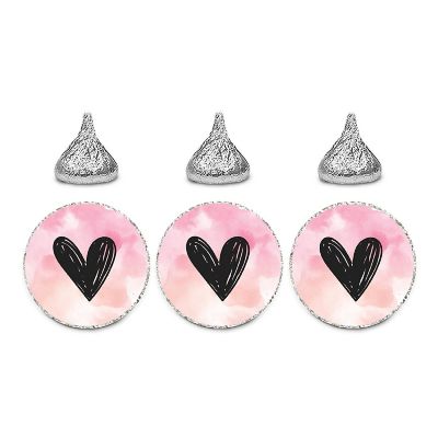 Valentines Black Pink Watercolor Labels Image 1