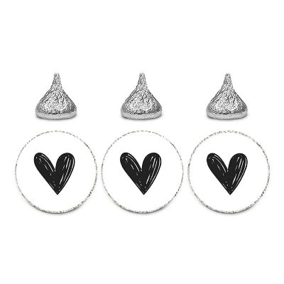 Valentines Black Scribbled Hearts Labels Image 1