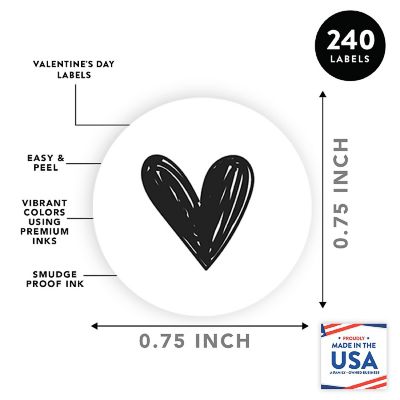 Valentines Black Scribbled Hearts Labels Image 2