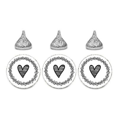 Valentines Black White Lined Heart Label Image 1