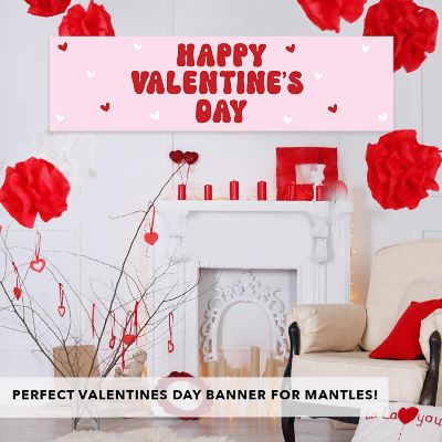 Valentine's Day Banner Retro Red Pink Image 1