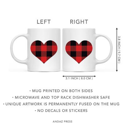 Valentines Day Red Black Plaid Heart Mug Image 2