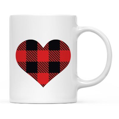 Valentines Day Red Black Plaid Heart Mug Image 3