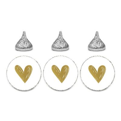 Valentines Gold Scribbled Hearts Labels Image 1