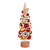 Vickerman 12" Vintage Tabletop Frosted Gold Artificial Christmas Tree, Red, Gold, Silver Ornament. Image 1