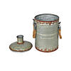 Vickerman 13.5" Rustic Metal Container with Handles Image 1