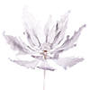 Vickerman 16" x 22" White Velvet Sequin Poinsettia Artificial Christmas Pick Image 1