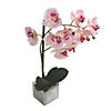 Vickerman 18" Artificial Pink Phalaenopsis In Metal Pot Real Touch Petals Image 1