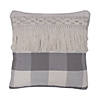 Vickerman 18" x 18" Grey Plaid with Fringe Cotton Pillow Image 1