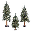Vickerman 2' 3' 4' Natural Bark Alpine Artificial Christmas Tree Set, Clear Dura-lit Lights Image 1